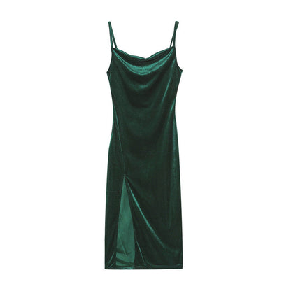 Victorias Elegantes Damenkleid mit Schlitz und Trägern