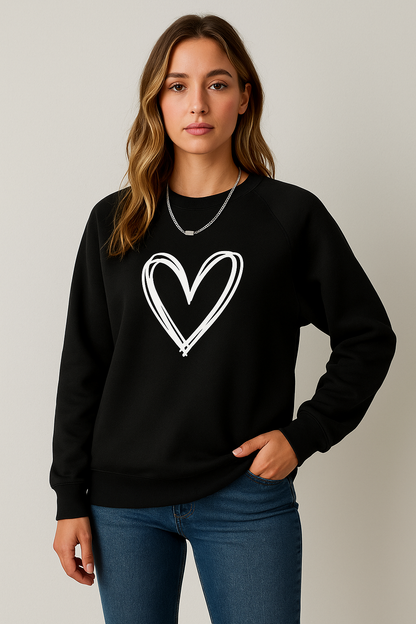 Damen Pullover Herzprint Weich Cozy - BerlinGlamour
