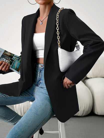 Langarm Blazer Reverskragen Damen Modern