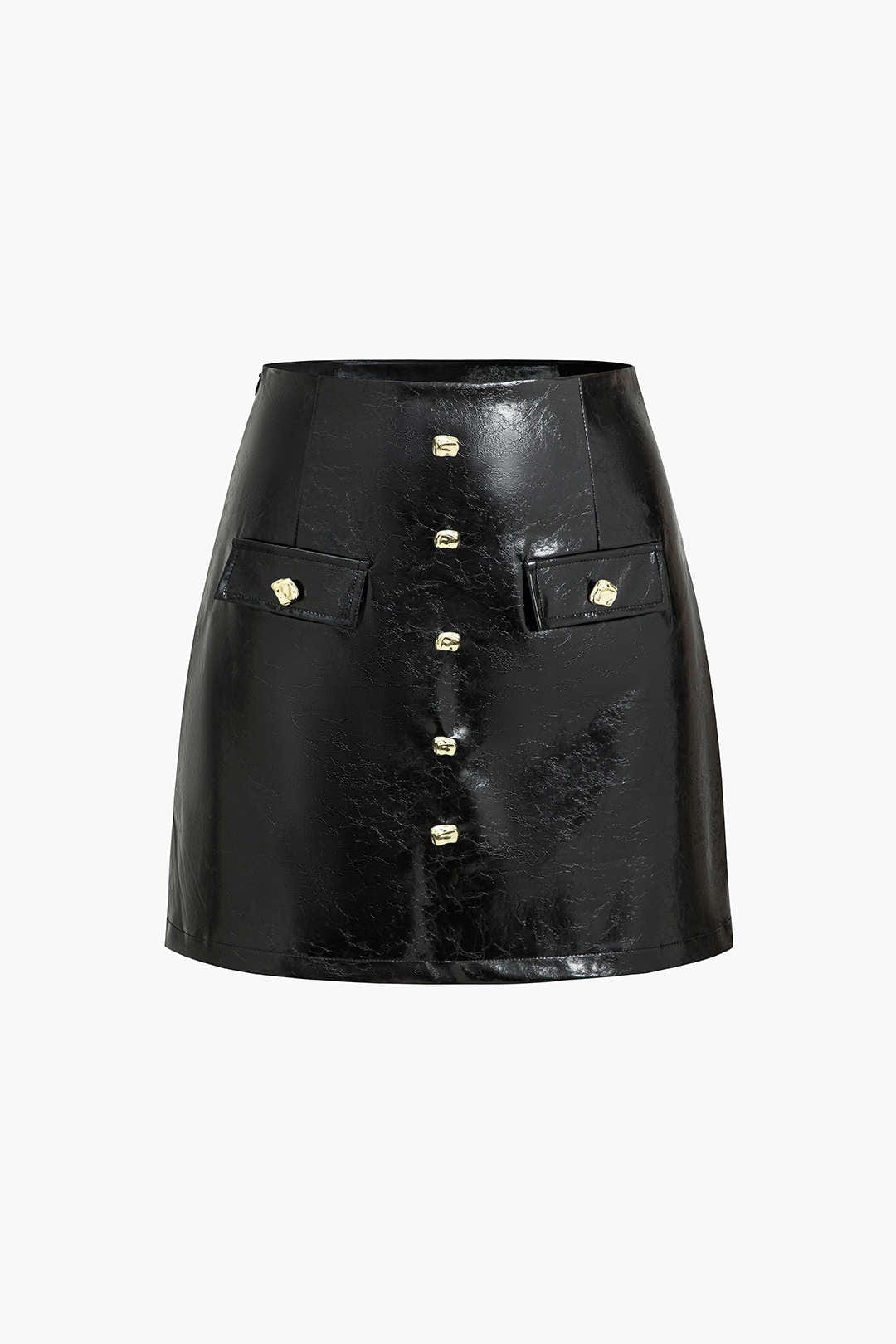 Mini-Rock aus Lackleder Elegant Gold - BerlinGlamour