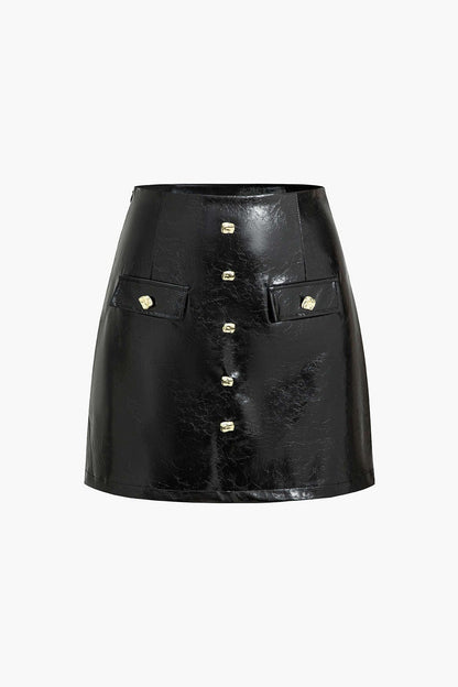 Mini-Rock aus Lackleder Elegant Gold - BerlinGlamour