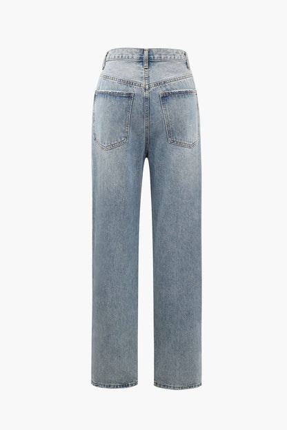 Damenjeans Asymmetrischer Bund Trendy Frauenjeans