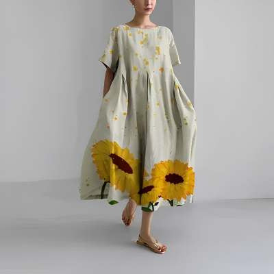 Baumwoll-Look Kleid mit 3D-Druck von BerlinGlamour