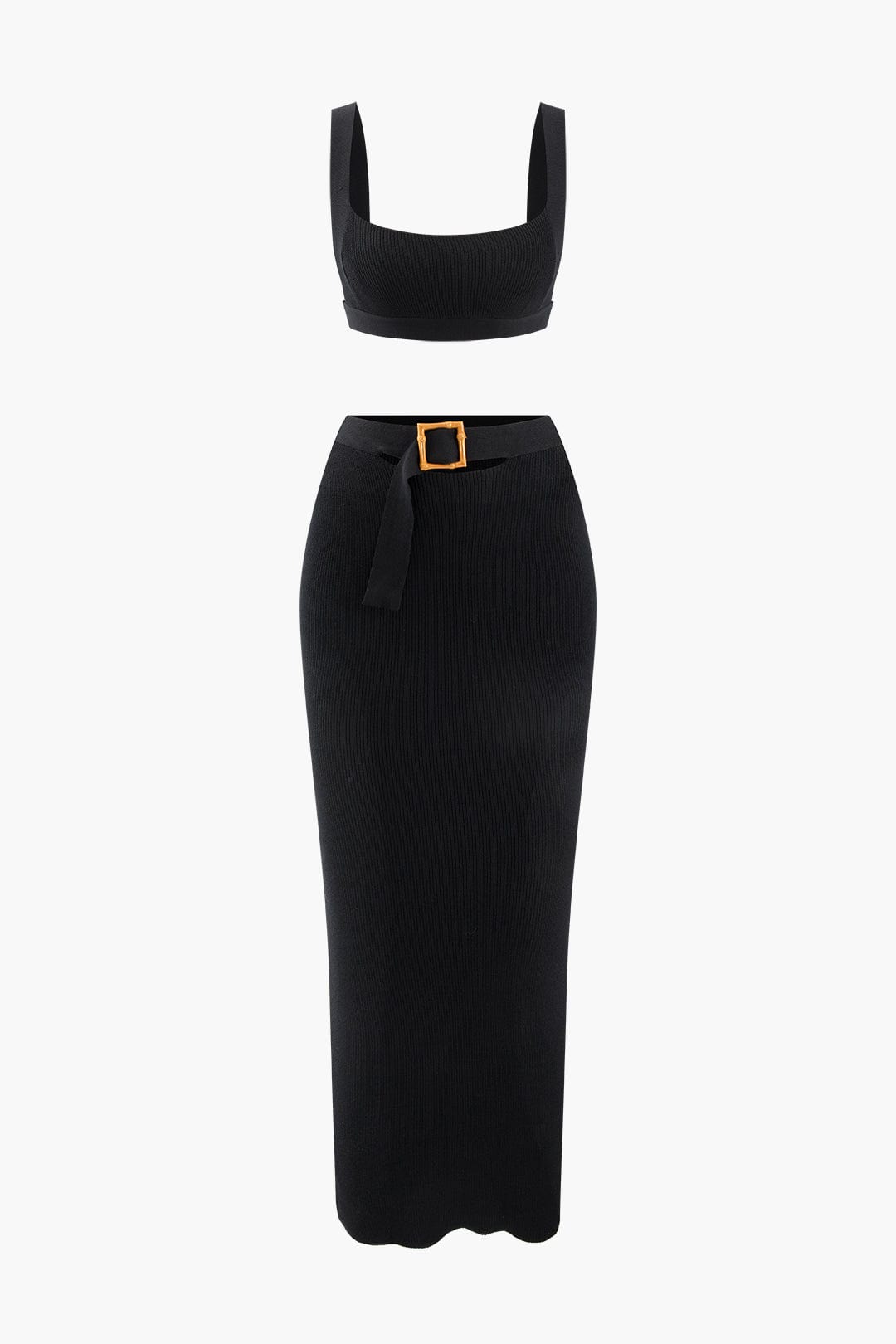 Elegantes Strick-Zweiteiler-Set Damen Gürtel - BerlinGlamour