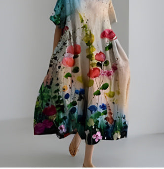Baumwoll-Look Kleid mit 3D-Druck von BerlinGlamour