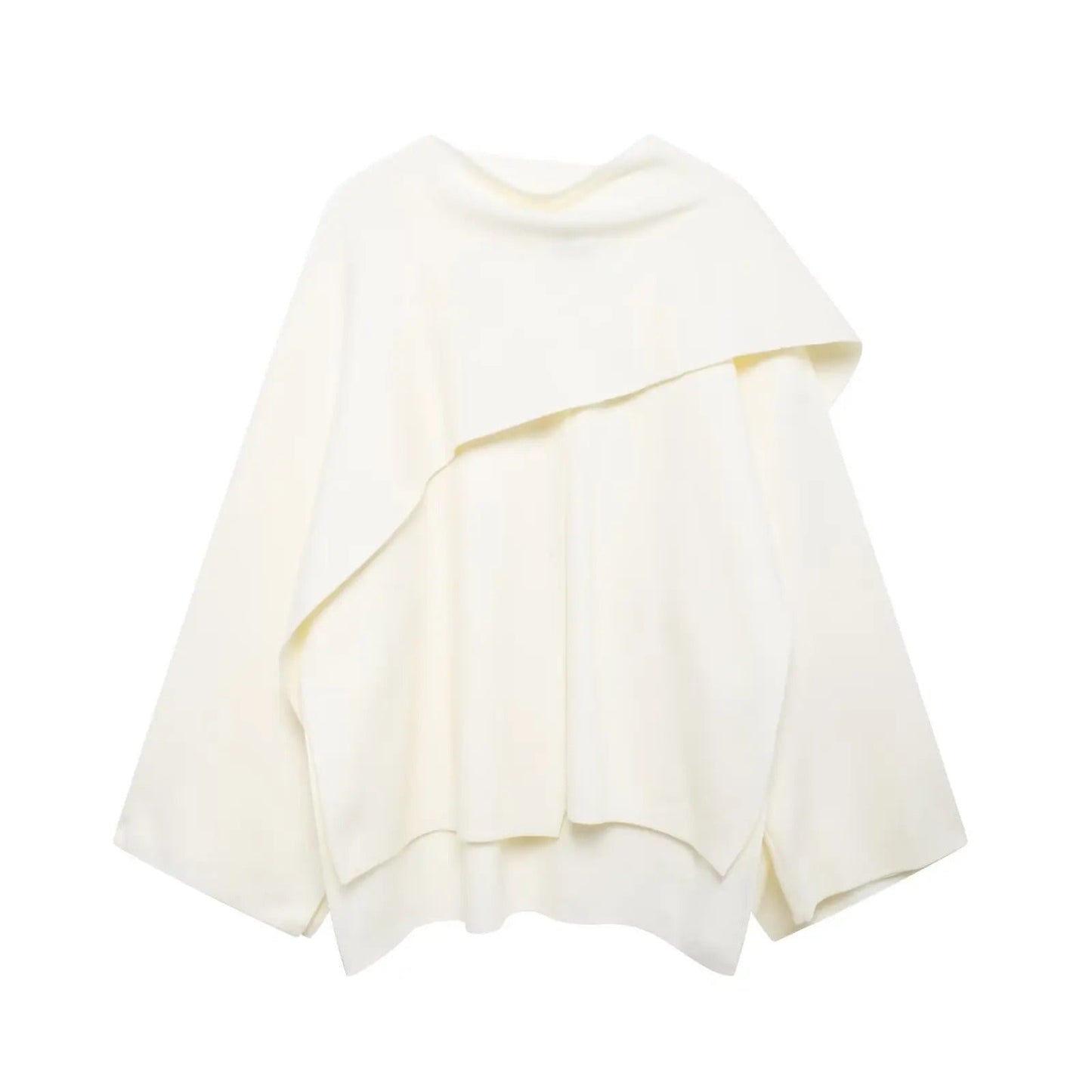 Damen Cape Mantel Elegantes Drapierter Schal