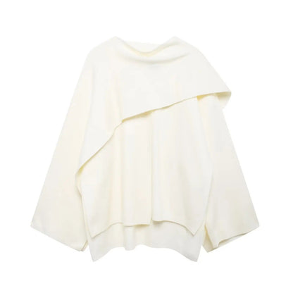 Damen Cape Mantel Elegantes Drapierter Schal