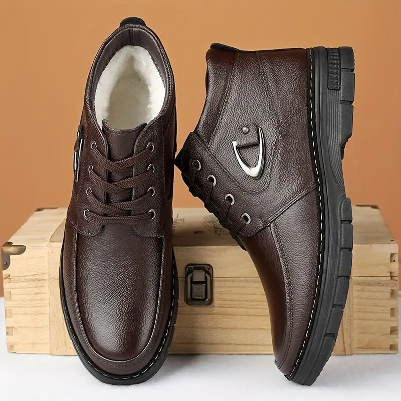 Winterschuhe Herren Leder Thermo Isoliert Warm