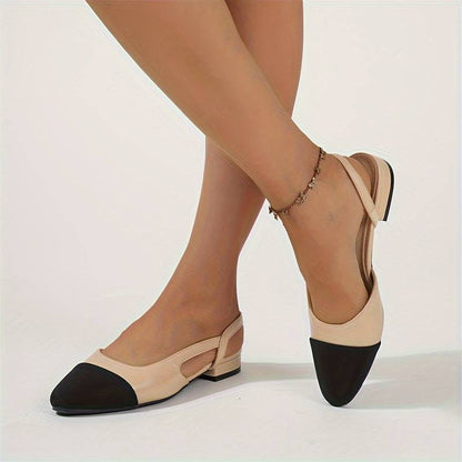 Elegante Slingback Ballerinas Schwarz Beige