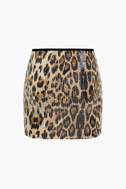 Leoprint Top und Minirock Set Damen Selbstbewusstes Outfit