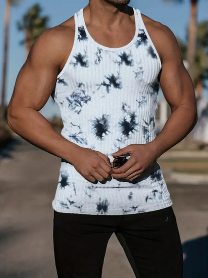 Herren Fitness-Shirt Ärmellos Rundhals Baumwolle Sport