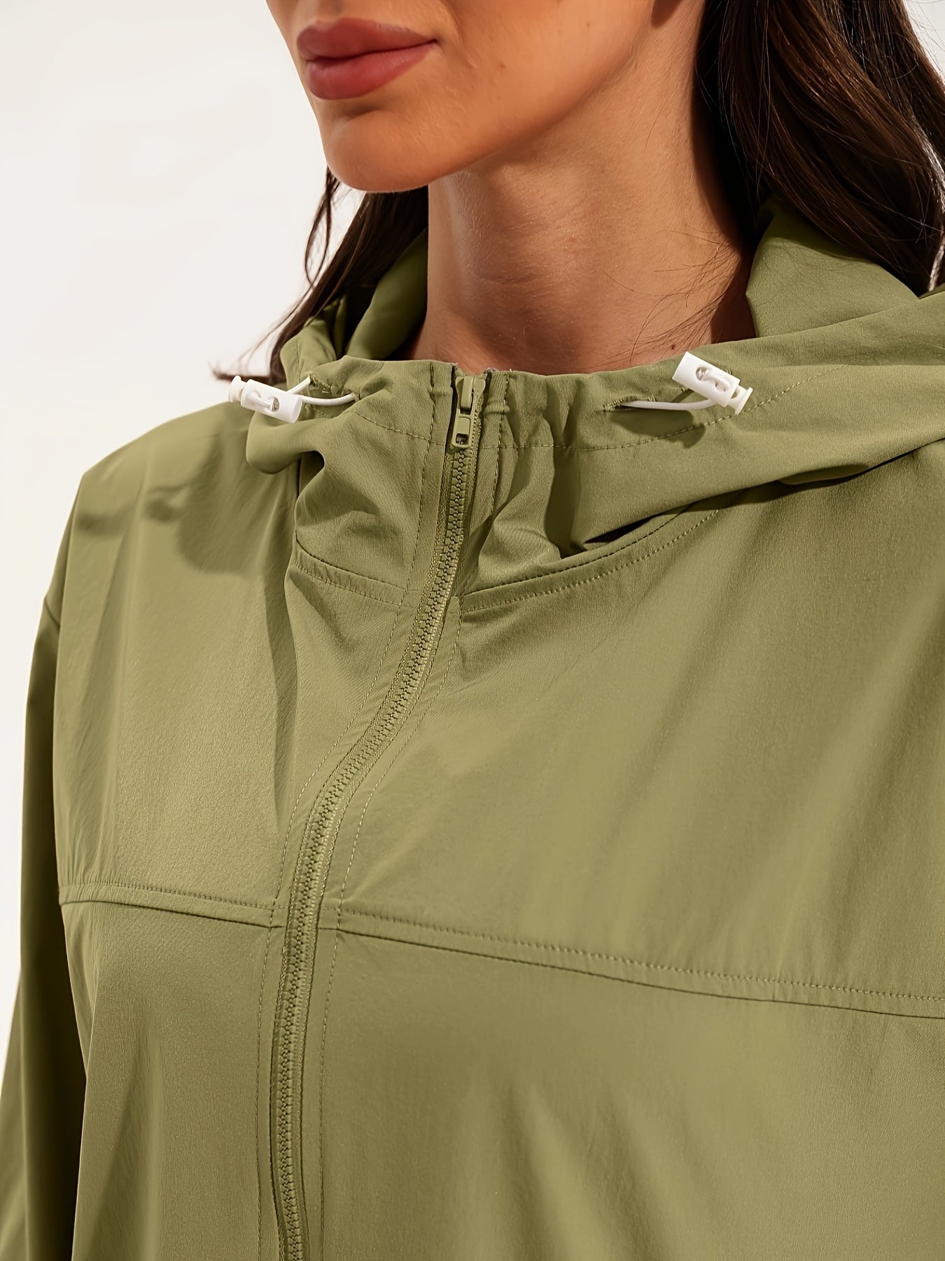 Wasserabweisende Frauen Sportjacke mit Kapuze Schwarz