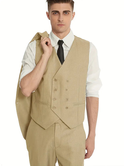 Herren Anzug Set 3-teilig Business Blazer Hose Weste
