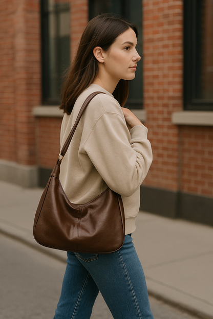 Vegane Schultertasche Minimalistisch Lederoptik Echtlederlook - BerlinGlamour