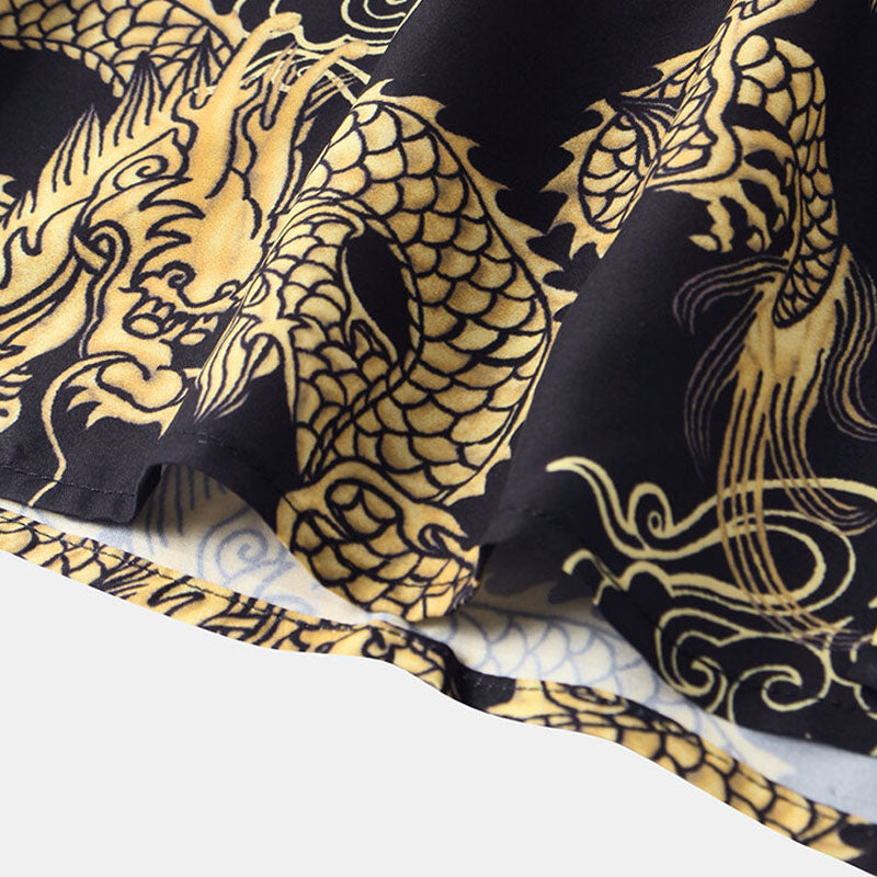 Herren Kurzarm Hemd Drachen Design Cool