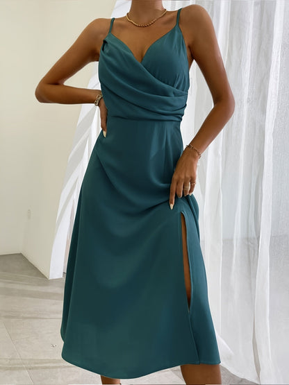 V-Ausschnitt Kleid Mit Druck Schlitz Modern
