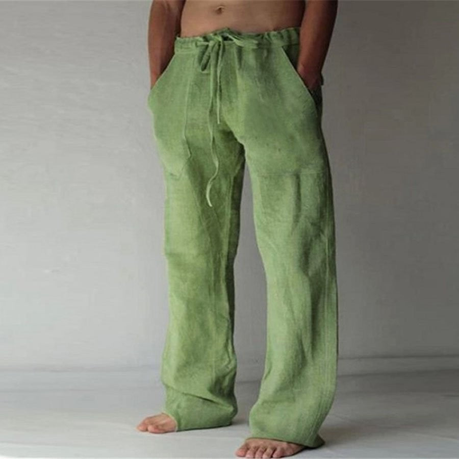 Herren Leinenhose Einfarbig Bequem Sommerhose