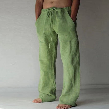 Herren Leinenhose Einfarbig Bequem Sommerhose