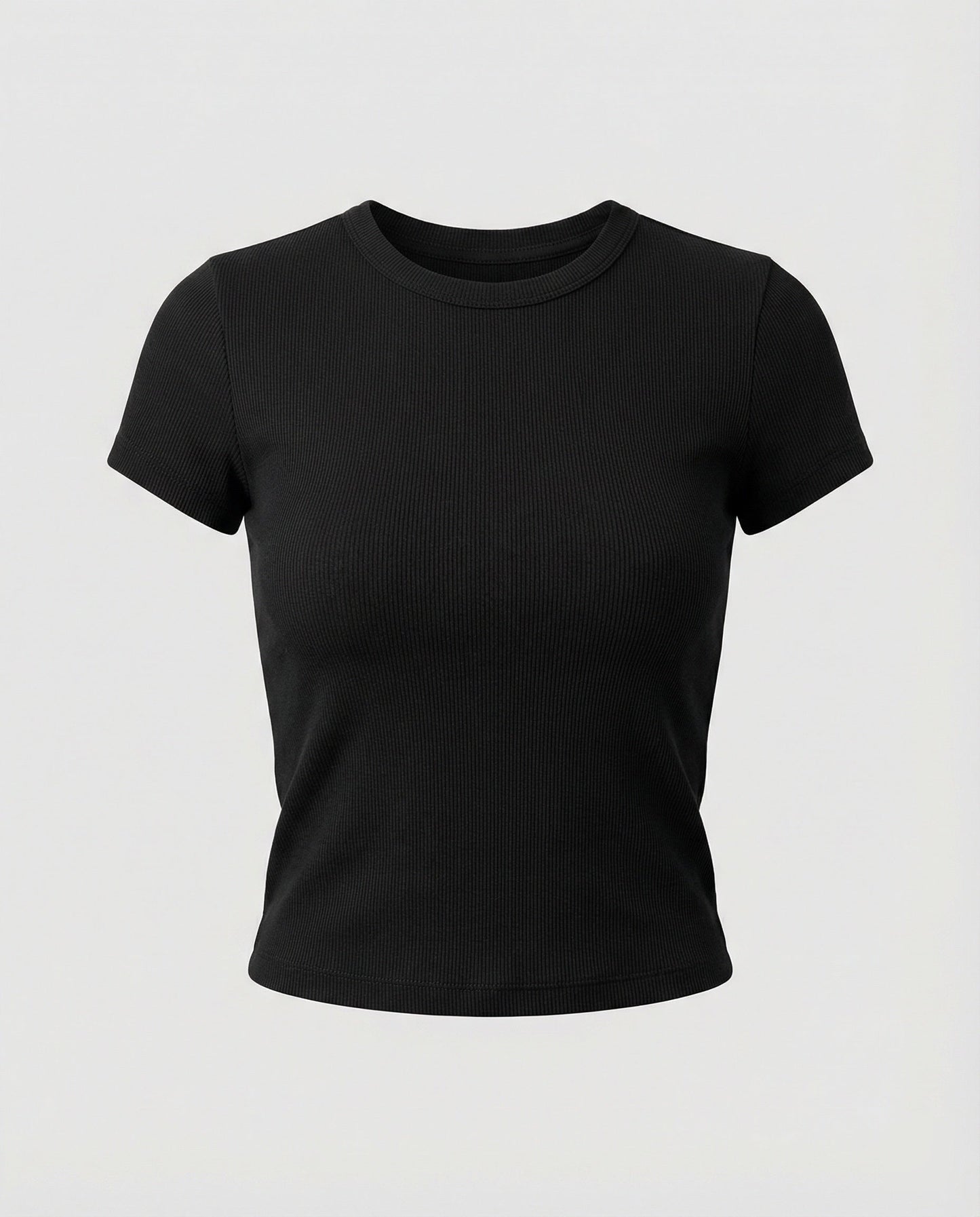 Damen T-Shirt Elastisch Slim Fit Rundhals Kurzarm Einfarbig Sommer