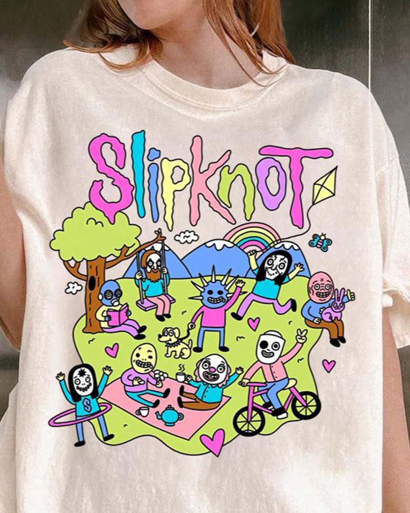 Schwarzes Slipknot Band T-Shirt Männer
