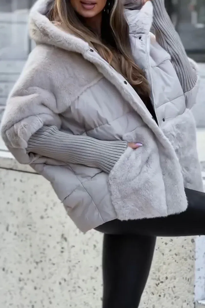 Teddyjacke Damen Winterjacke mit Kapuze Warm