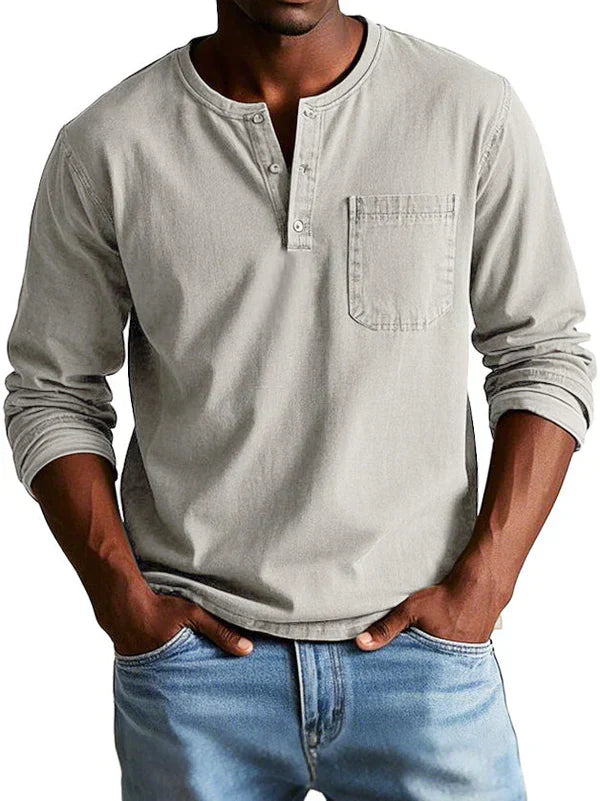 Herren Langarmshirt Lässig Bequem Baumwolle