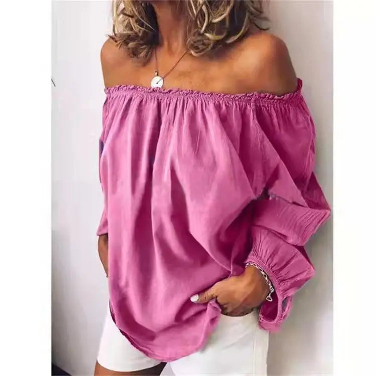 Off Shoulder Bluse Elegante Ballonärmel Damen Oberteil