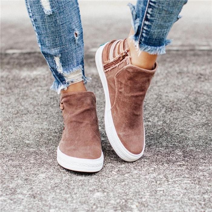 Damen Slip-On Schuhe Bequem Canvas Sneaker