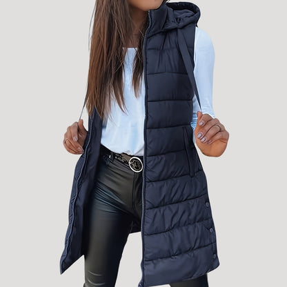 Damen Steppweste Winter Warm mit Kapuze