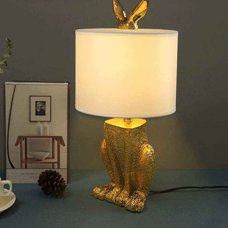Kaninchen Tischlampe Gold Dekorativ mit Schirm