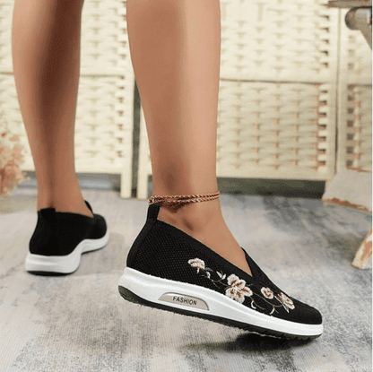 Damen Orthopädie Schuhe Bequem Blumenmuster