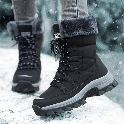 Damen Winterstiefel Warm Fellkragen Schnee