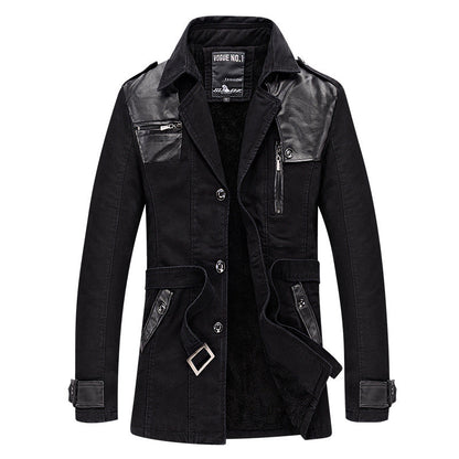 Modische Herren Jacke Lang Winter Schwarz