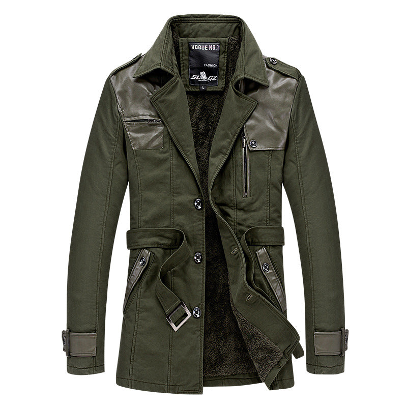 Modische Herren Jacke Lang Winter Schwarz