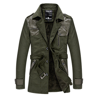 Modische Herren Jacke Lang Winter Schwarz