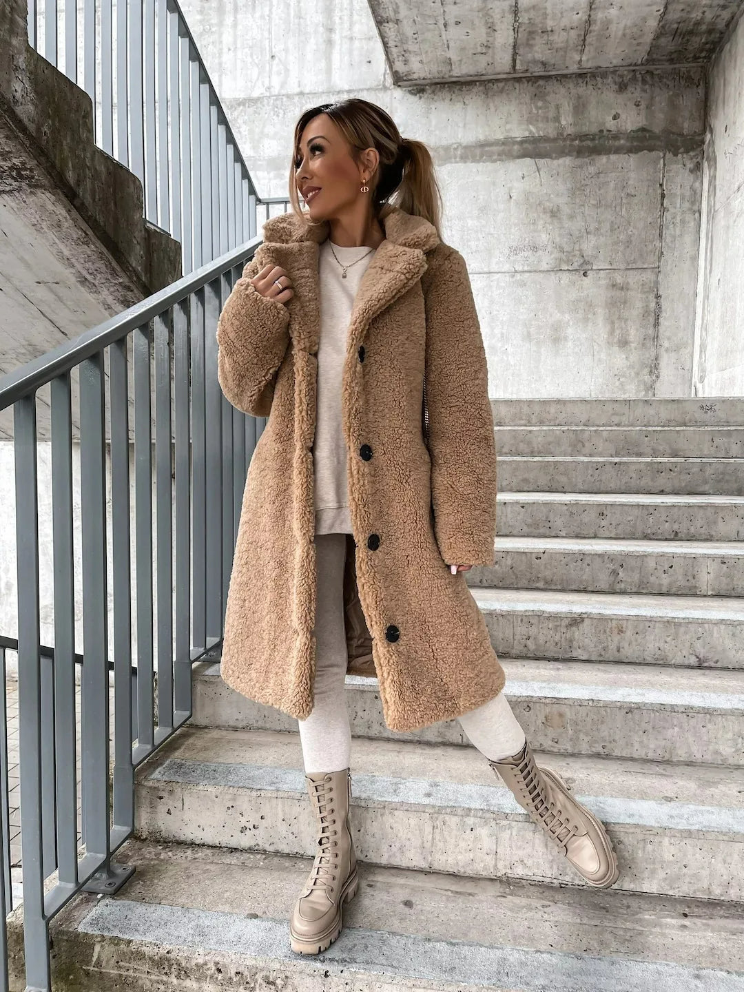Plüsch-Trenchcoat Damen Lang Mantel Warm - BerlinGlamour