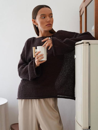 Oversize Strickpullover Weite Ärmel Luftig Damenschal