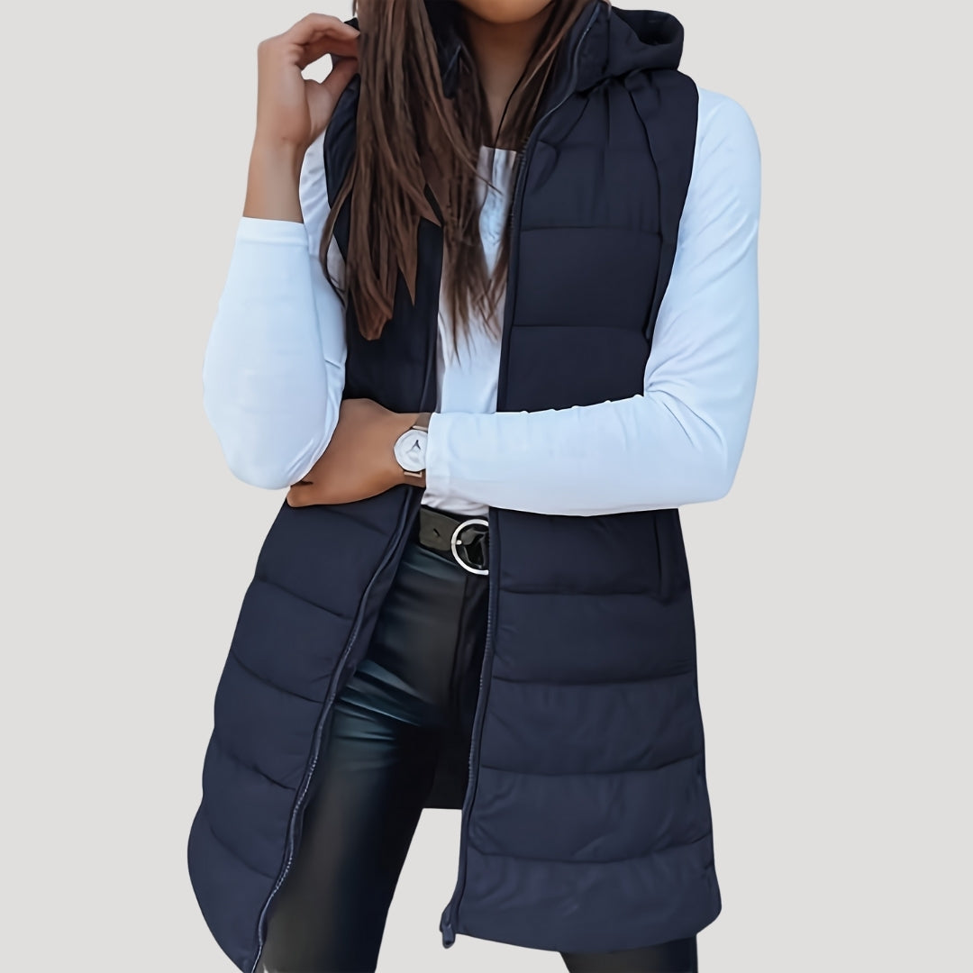 Damen Steppweste Winter Warm mit Kapuze