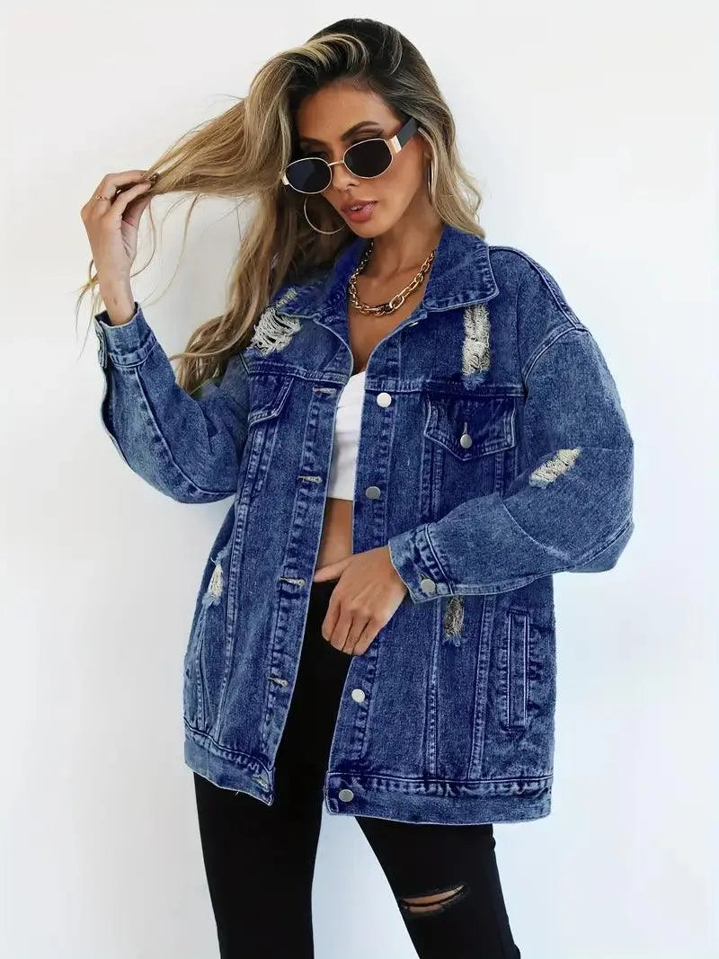 Große Damen Jeansjacke Oversized Trendy