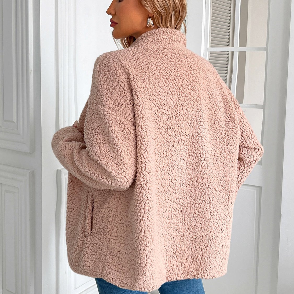 Fuzzy Jacke Damen Warm Winterlich Lässig Zip Up - BerlinGlamour