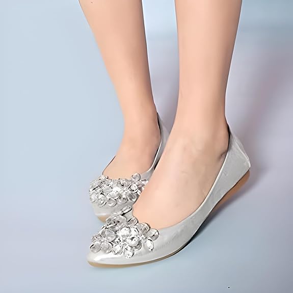 Glitzernde Ballerina Schuhe Flach Strass Schmuck - BerlinGlamour