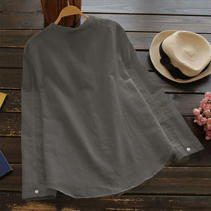 Elegante Langarm Leinenbluse Damen Stilvoll