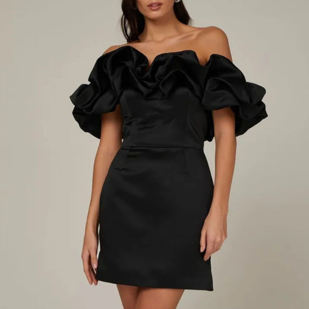 Kleid Damen Rüschenk Kleid Hochzeitsgast Elegannt