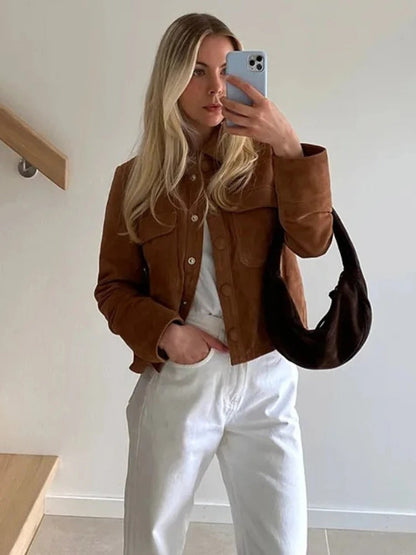 Lederjacke Damen Stylisch Wildleder Modern