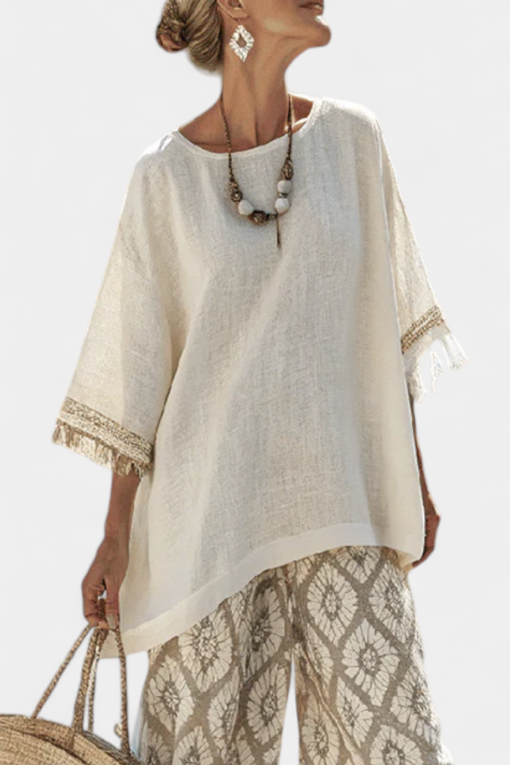 Damen Boho Zweiteiler Hosenanzug Weite Beine