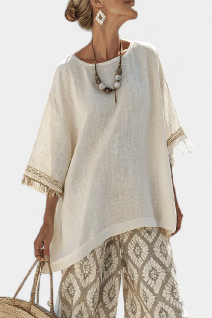 Damen Boho Zweiteiler Hosenanzug Weite Beine
