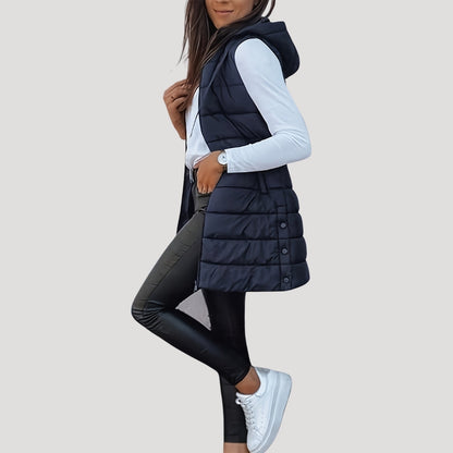 Damen Steppweste Winter Warm mit Kapuze