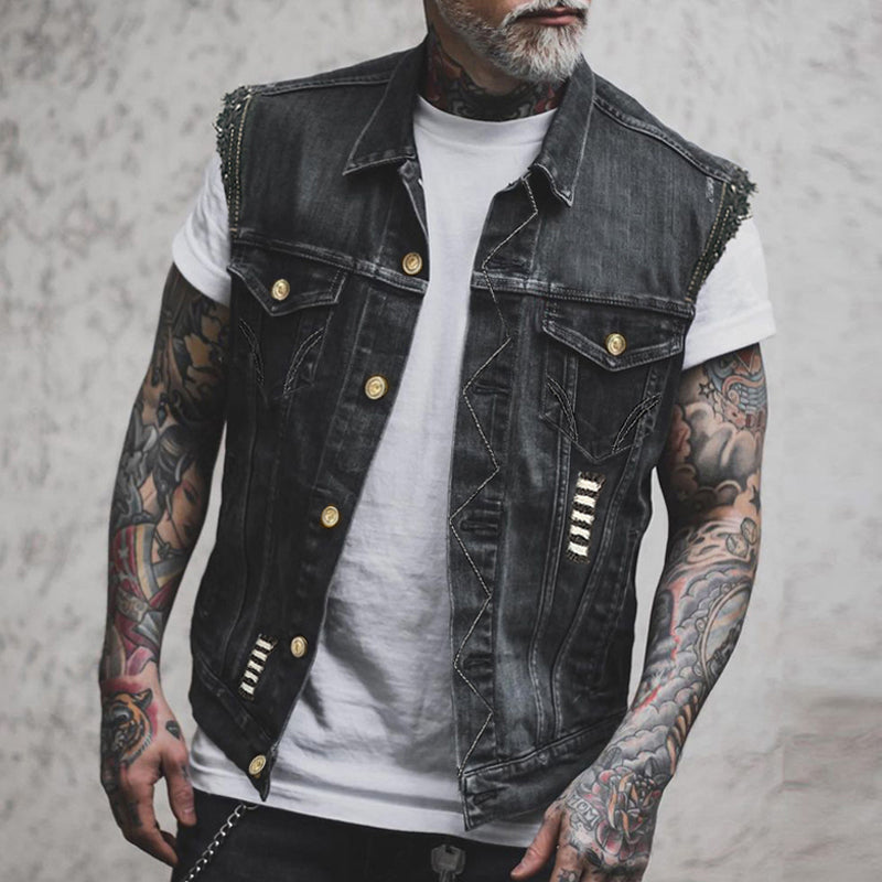 Herren Denim Weste Modern Schnitt