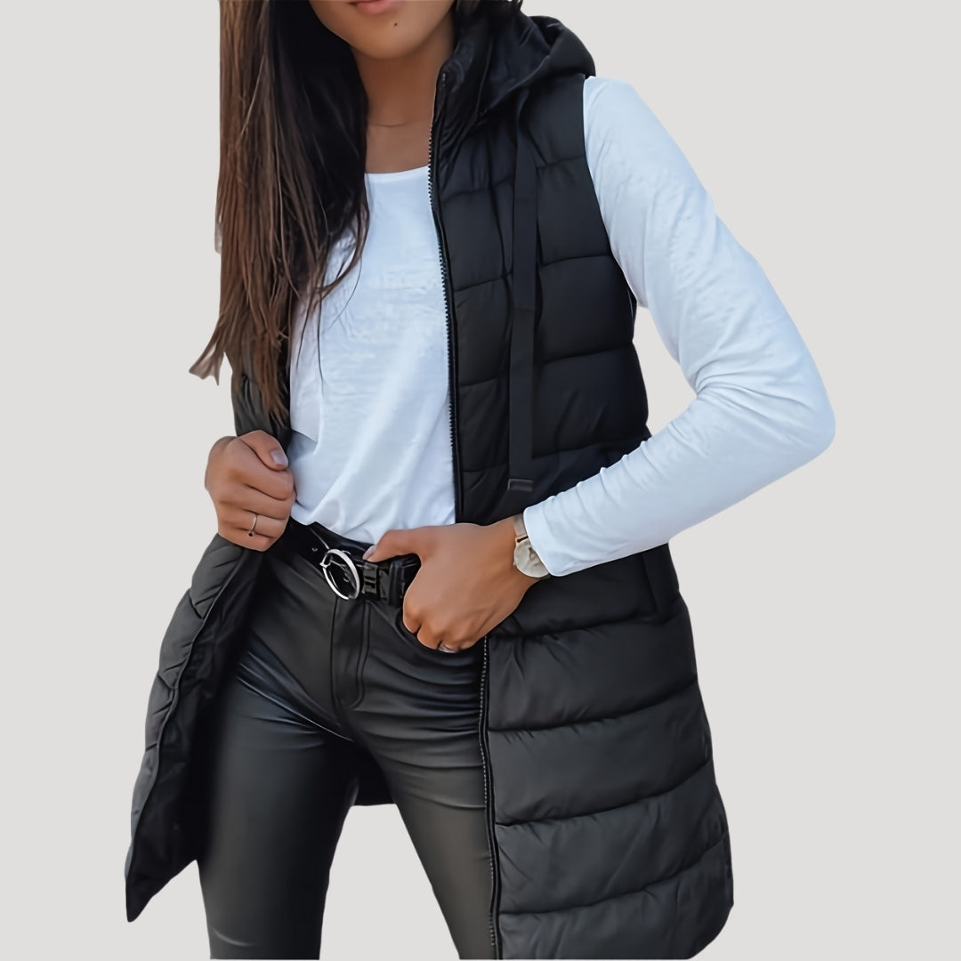Damen Steppweste Winter Warm mit Kapuze