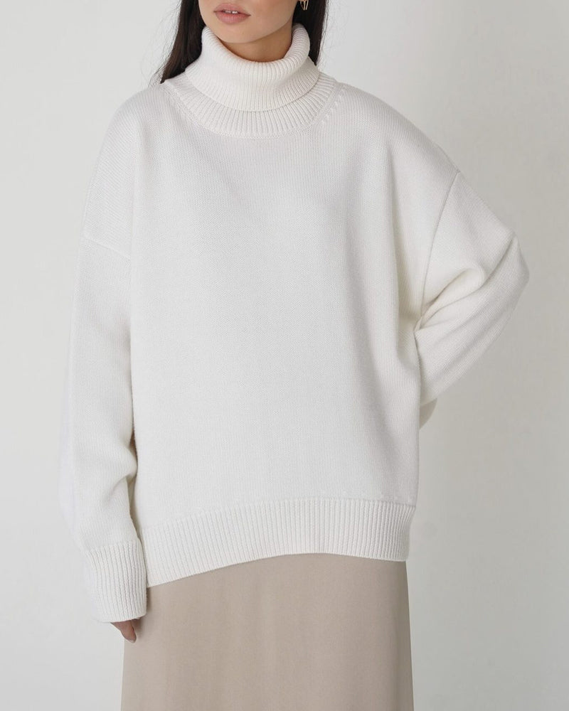 Damen Oversize Pullover Lässig High Neck Groß
